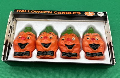Vintage Halloween Pumpkins Capri Candles  in Original Package 1965 Unique .98