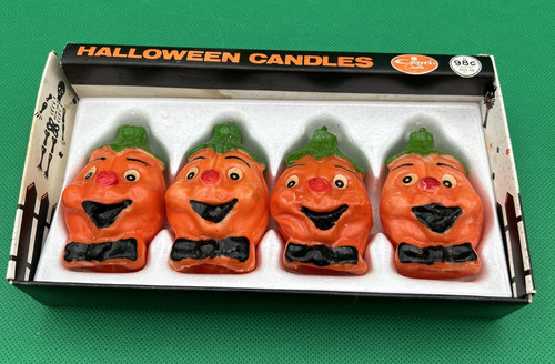 Vintage Halloween Pumpkins Capri Candles  in Original Package 1965 Unique .98