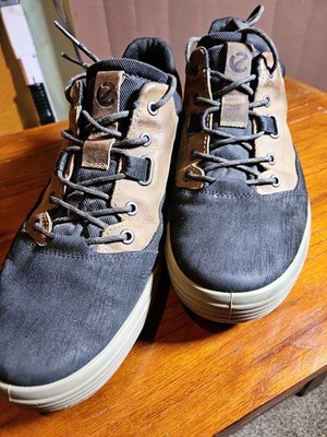ECCO Shoes Canvas And Leather Wool Insoles Rugged Stylish Size 12 Black & Brown