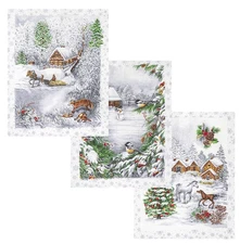 RUSSIAN WINTER 3pc Kitchen Towel Set Absorbent Cotton Christmas Dishcloth 18x24"