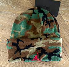 Jordan Youth Camo Knit Beanie Hat Jumpman Logo Stretch Acrylic Multicolor - NEW