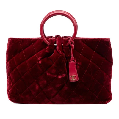 Chanel CC Matelassé Velours sac à anse supérieure - Photo 1/4