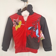 Marvel Boys Spiderman Kids Plush Hoodie Jacket Black Red Fleece size 7