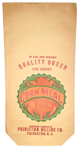 Vintage Princeton Milling Quality Queen Corn Meal Paper Sack NC Advertising