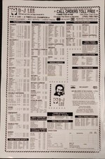 D-J Lee Table Tennis Equipment Price List - Vintage (early 1990's ?)