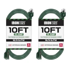 Iron Forge Cable 2 Pack Weatherproof 10 Ft Outdoor  Assorted Sizes , Styles 