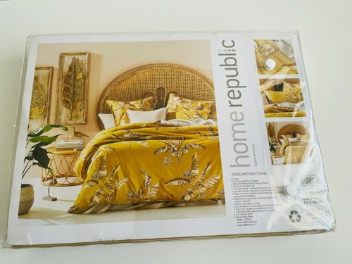 H R Banana Leaf Single Quilt Cover Set Mustard BNIP RRP $169.99 - Picture 2 of 5
