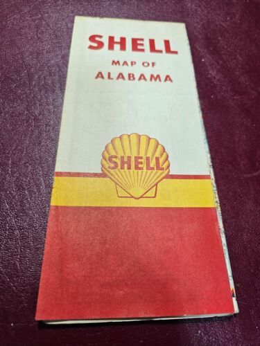 1959 Vintage Shell GAS & OIL ROAD/STREET Map of ALABAMA
