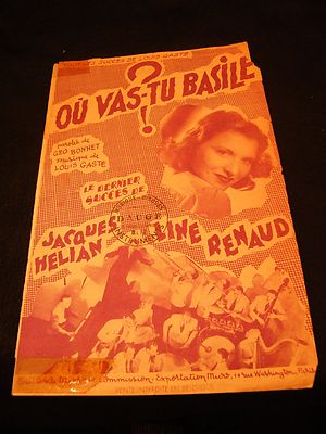 Partition Ou Vas Tu Basile? Jacques Hélian Line Renaud Notenblatt