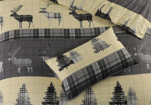 Xmas Duvet Cover Set Thermal Stag Flannelette 100% Brushed Cotton Winter Bedding - Picture 14 of 17