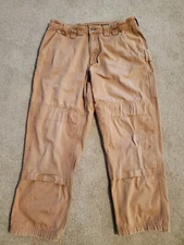 Duluth Trading Co Flex Fire Hose Carpenter Double Knee Pants Mens 34x28.5 Brown