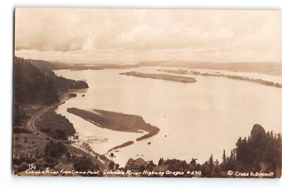 Postcard Columbia River from Crown Point Oregon Scenic View Crass & Dimmitt RPPC