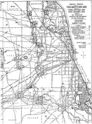 Historic vintage poster ''Indian Villages of Chicago, Illinois''