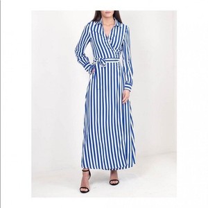 striped wrap maxi dress