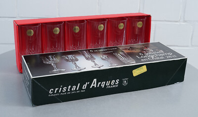 6 Cristal d'Arques Longdrink - Wasserglas Glas 28 cl Bleikristall in OVP Vintage