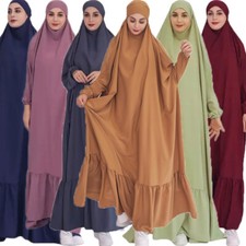 Ramadan Overhead Abaya Women Prayer Dress Muslim Kaftan Robe Gown Burqa Arab