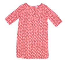 Gap Womens Pink White Cat Print Short Sleeve Round Neck Back Zip Shift Dress S