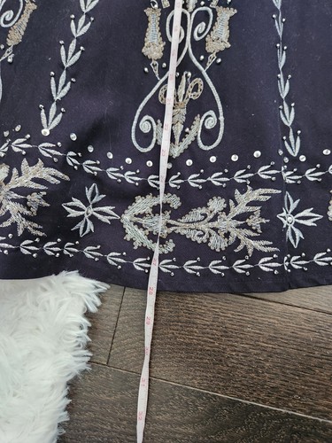 Falda Bianca Nygard Pequeña Mediana Línea A Completa Midi Lentejuelas Bordado Azul Marino - Imagen 10 de 10