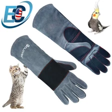 Animal Handling Gloves Leather Sleeve Dog Cat Bird Reptile Bite Proof Protection