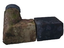 Reclaimed Victorian blue half round Angled wall coping Transition Corner Stone