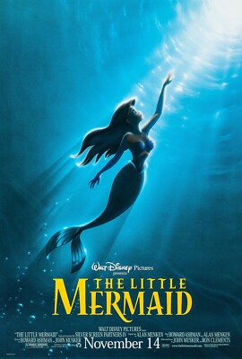1989 Walt Disneys The Little Mermaid Movie Poster 11X17 Ariel Ursula Sebastian 