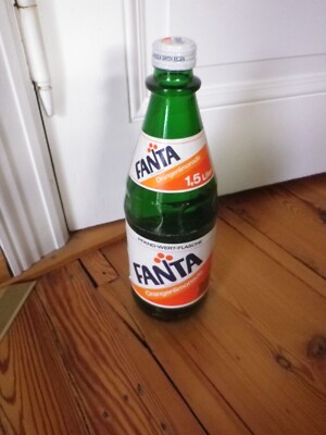 Fanta Flasche 1,5 l Testmarkt NRW Dicke Berta Coca Cola Paper Lable 80er Jahre