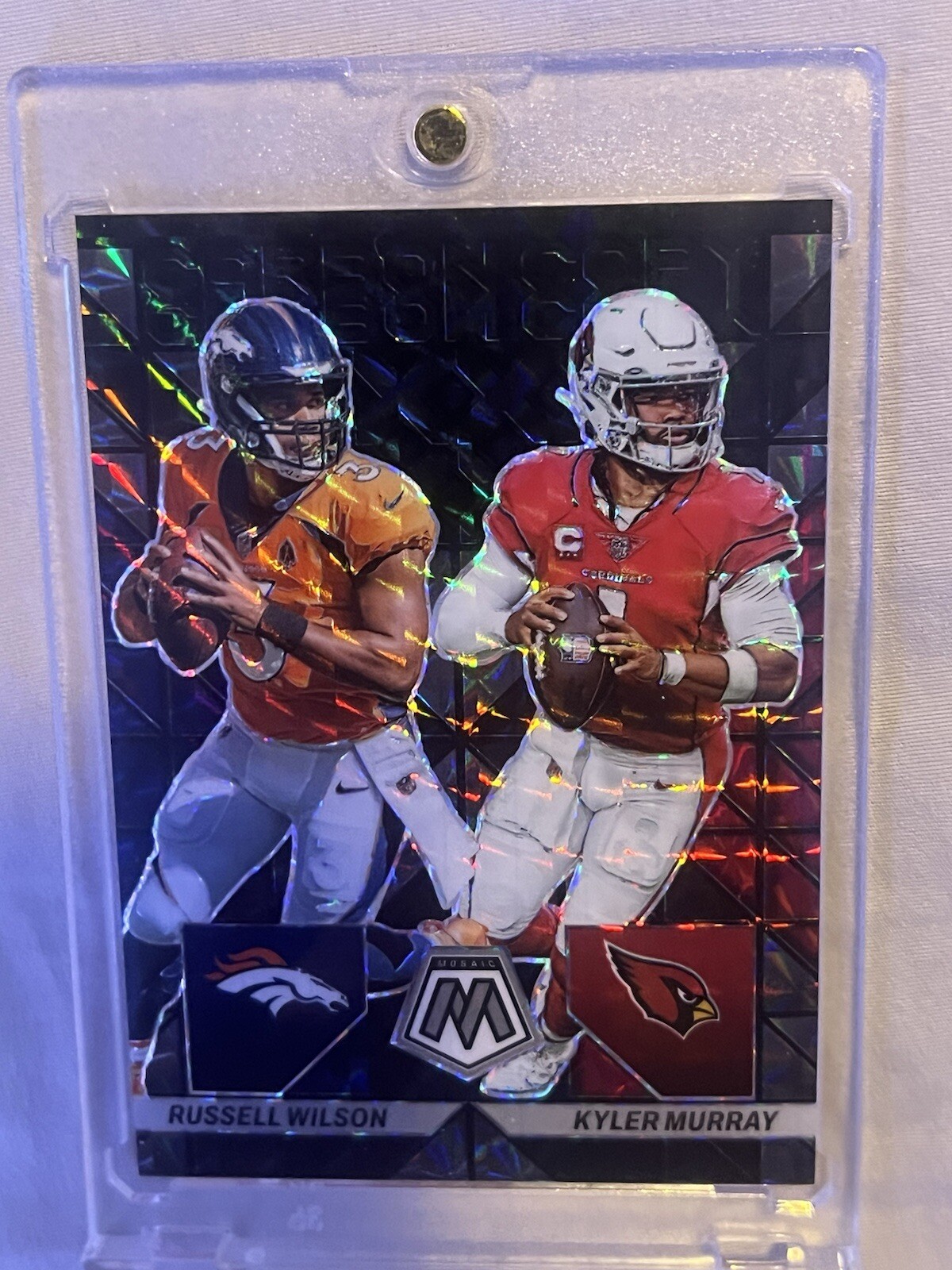 2023 Panini Mosaic Carbon Copy Russell Wilson Kyler Murray Black Finite 1/1 Jsy#