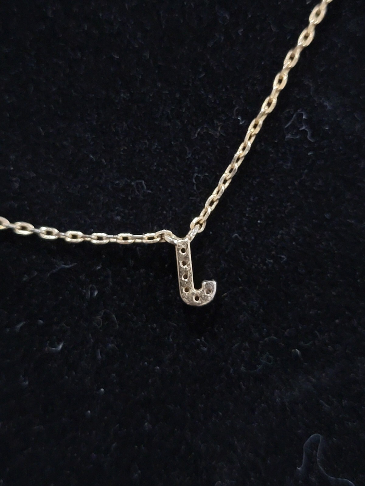 Tiny J Monogram Thin Necklace with Clear Rhinesto… - image 3