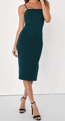 Forest Green Bodycon Midi Dress | Womens | X-Small | 100% Polyester | Lulus