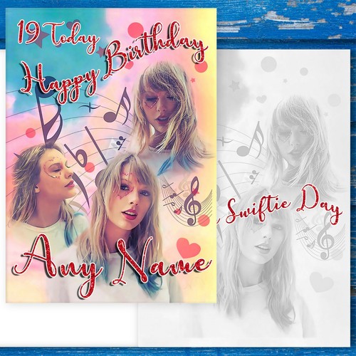 Taylor Swift Birthday Card. Personalise with Name and Age. Original Artwork. - Picture 1 of 3