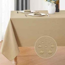 Faux Linen Rectangle Tablecloth Waterproof 60x84 Inch Table Cloth Stain And Wrin
