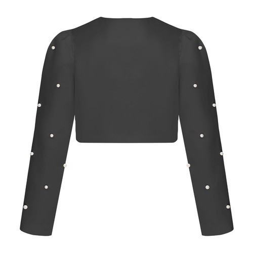 Kid Girl Shrug Pearls Decorated Cardigan Church Wrap All-matched Bolero Satin - Picture 23 of 41