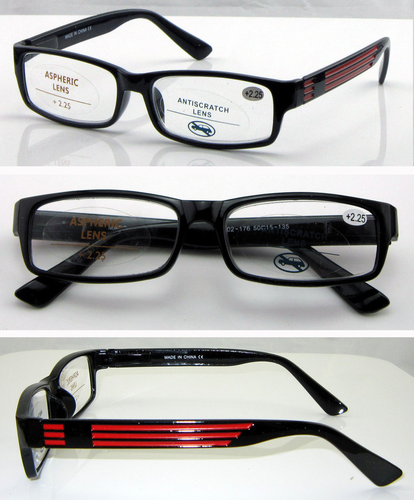 R176 Quality Plastic Reading Glasses/Spring Hinge Arms/Mens Womens