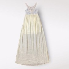 Flying Tomato Cream Embroidered Empire Maxi Dress Size XS Boho Hippie Crinkle