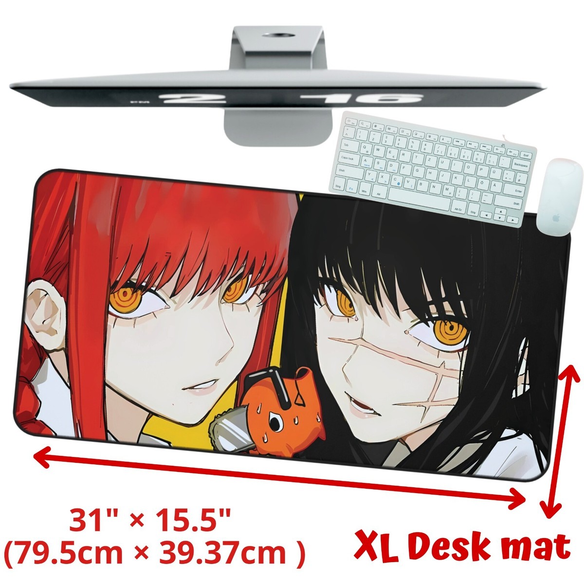 Anime Waifu Makima / Mitaka Large Keyboard Desk Mat Chainsaw Man