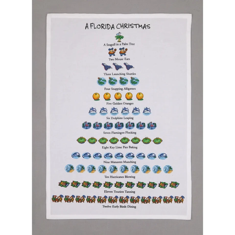 NEW A Florida 12 Days of Christmas Flour Sack Kitchen Towel by Peking Handicraft