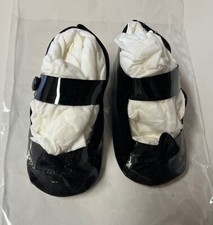 Black Patent Leather Type Doll Shoes w Bow 2 3/4" / 71mm NEW Mary Janes