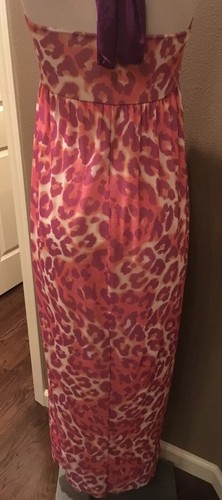 Sweet Pea L Pink Boho Animal Print Halter Style V Neck Maxi Dress - Picture 9 of 11