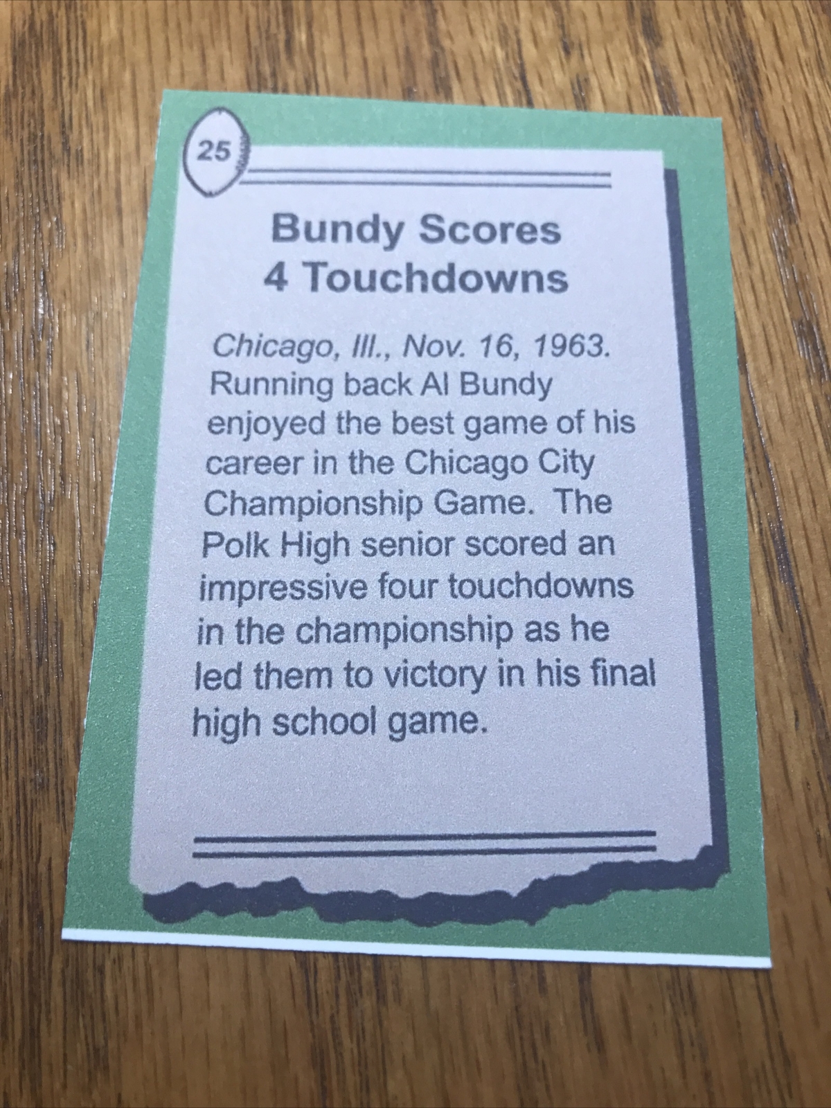 1963 High School Football #25 ~AL BUNDY~ Polk High! “MVP!” Rare!! ( MINT! )  | eBay