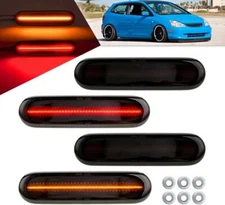 For 02-05 Honda Civic Si EP3 3DR Smoke LED Front / Rear Side Marker Lights 4pcs