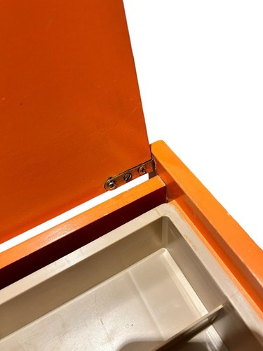 Vintage MCM Horn Furniture Co. 2-Drawer Sewing Box Wooden Orange Sewing Thread - Picture 14 of 15