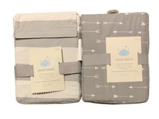 Cloud Island Lot of Two Fitted Crib Sheets Gray WhitE Stripe Gray White Arrows