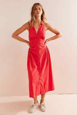 Back At It Halter Midi Dress by free-est At Free People in Red, Size: S Back At It Halter Midi Dress by free-est At Free People in Red, Size: S