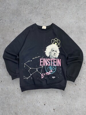 Vintage 1987 RARE Albert Einstein E=mc2 Black Sweatshirt Size S