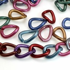 30 Metallic Color Acrylic Large Twist Oval Linking Rings Open Chain Beads 28mm