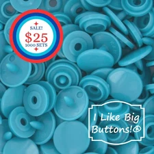 1000 Sets KAM Snaps: TEAL-Size 16/T3-Plastic Snap Buttons Ribbon Crafts Blue