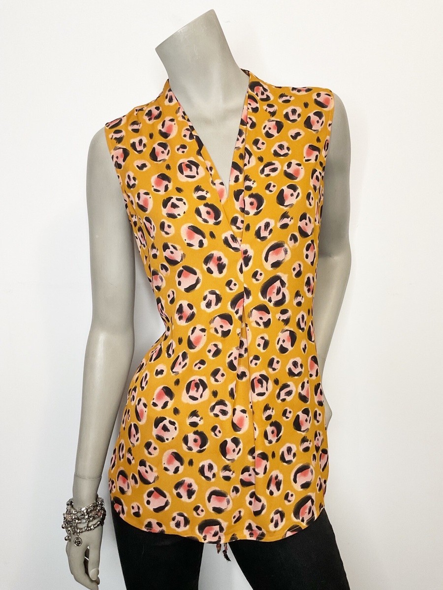 トリプルX CAbi #3792 XS Prowl Top Animal Print Tie Back Sleeveless Shirt V