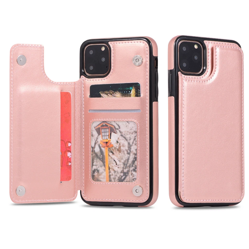 Funda tipo billetera de cuero para iPhone 11, iPhone 11 Pro, iPhone 11 Pro Max Foto 2 de 4