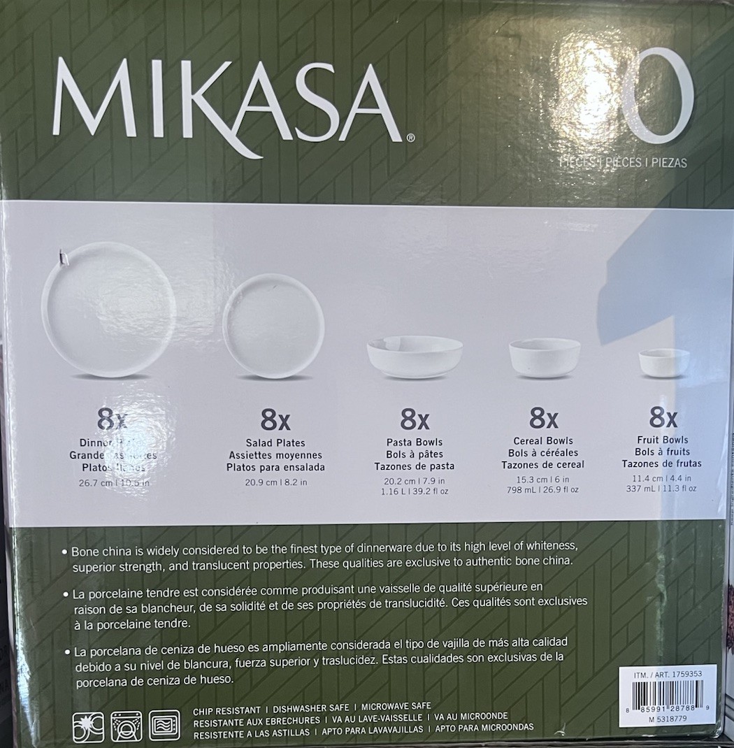 Mikasa Samantha 40-Piece Fine Bone China Dinnerware Set, Service for 8