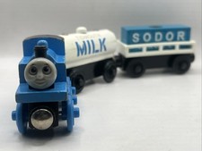 Thomas  Friends Wooden Train THOMAS, MILK TANKER, WHITE CARGO CAR  CARGO
